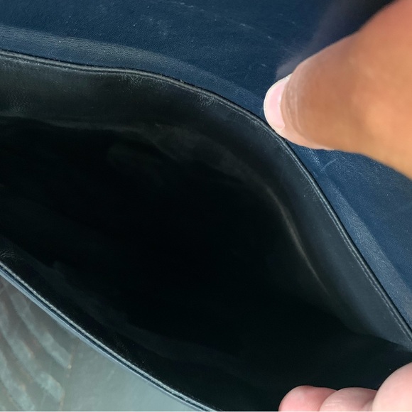 Salvatore Ferragamo Blue/Black Leather Flap Shoulder Bag EUC - Picture 12 of 14